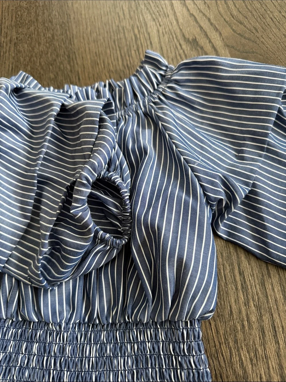 Habitual Kids Blue and White Striped Smocked Dress - size 5/6